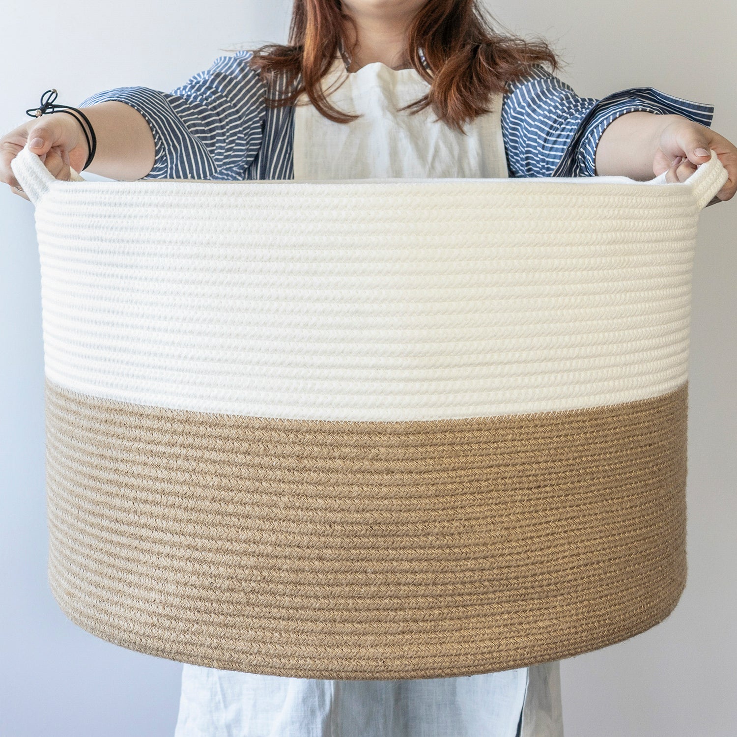 Large Handwoven Decorative Storage Basket in Twisted Sea Grass